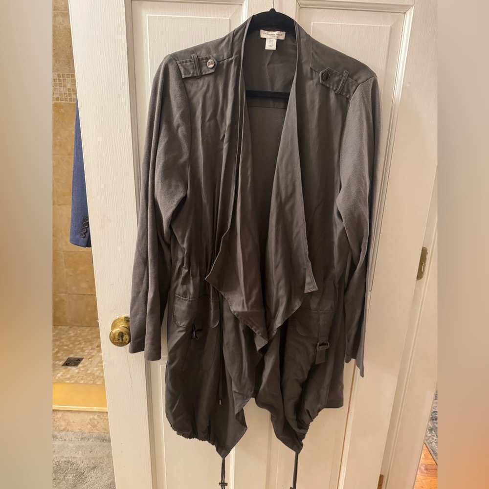 Carolina Belle Charcoal Trench jacket cardigan 1X